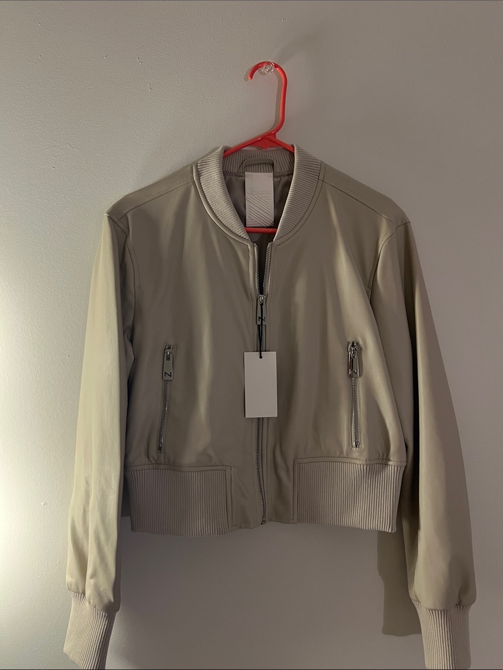 Noize Light Beige Women's Bomber Jacket - Minimal Zip Front
